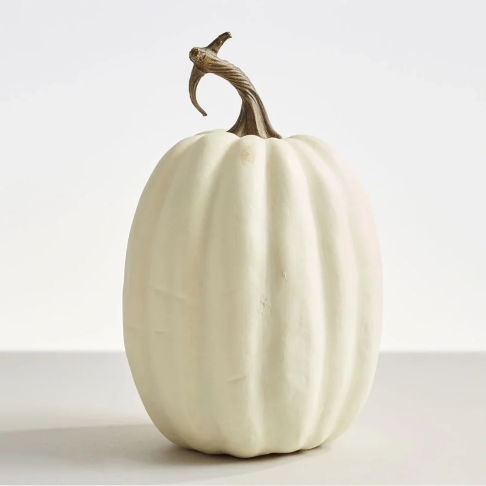 Pottery Barn Oversized White Rustic Halloween Pumpkin- 7.5”